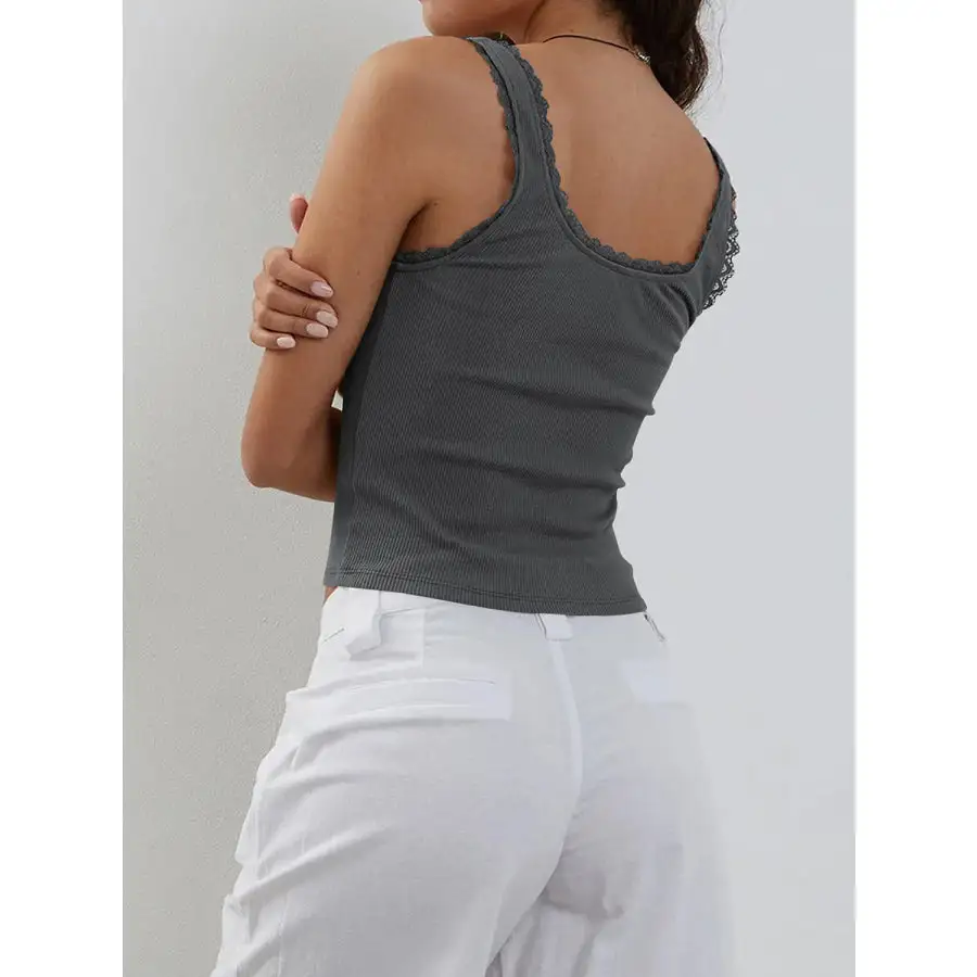 Lace Detail Square Neck Tank