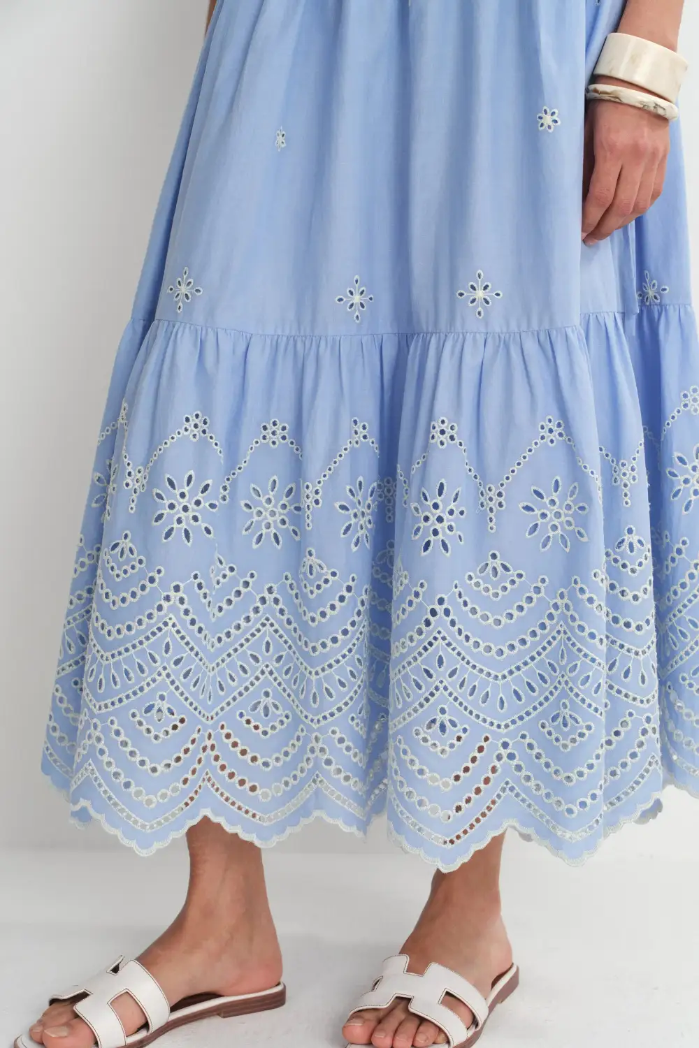 Sleeveless Embroidered Cotton Maxi Dress