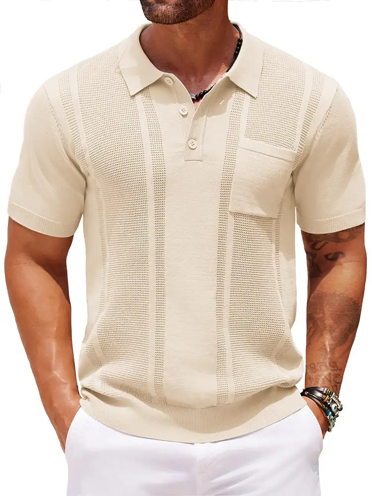 Casual Textured Knit Polo Shirt