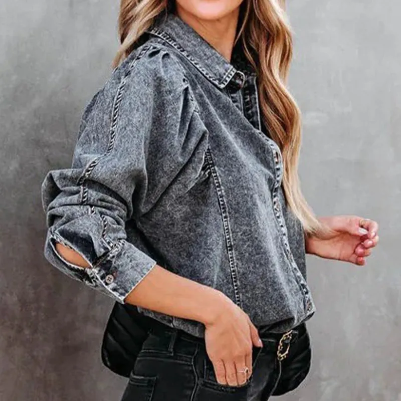 Collared Buttoned Denim Shirt