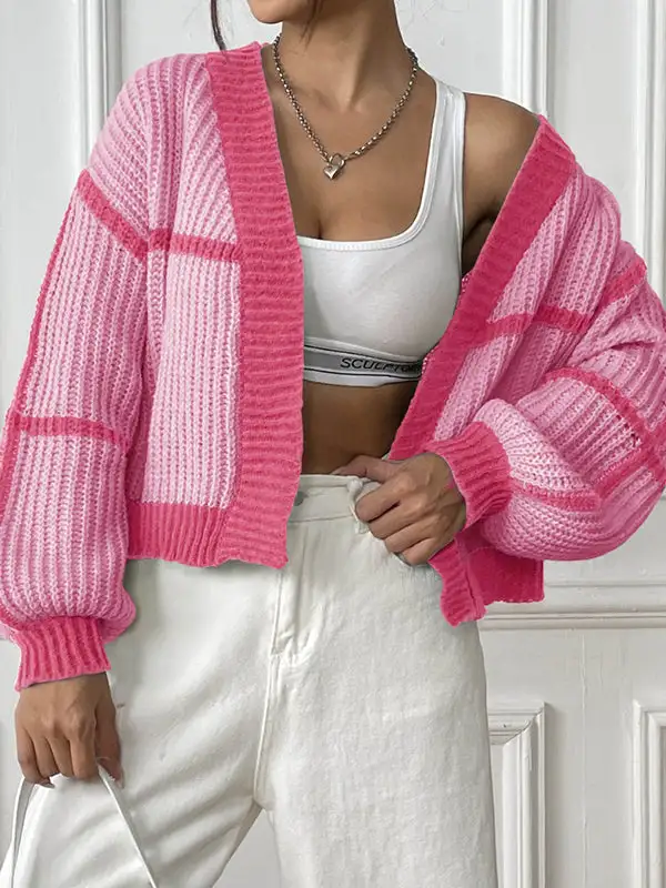 Women's Colorblock Long-Sleeve Relaxed Cardigan