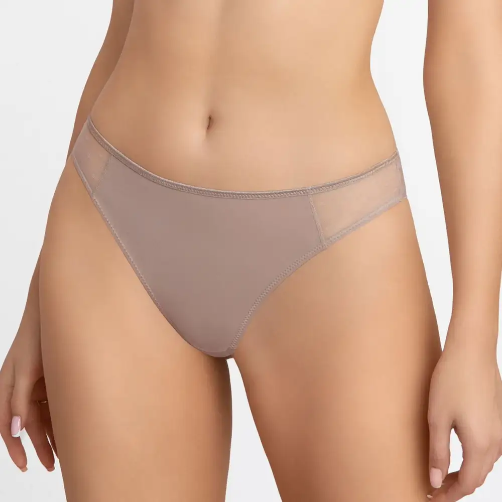 Women's Seamless Laser Cut Cotton Gusset Embroidery Mesh Cotton Lightweight Stretch Fit Tanga Panty