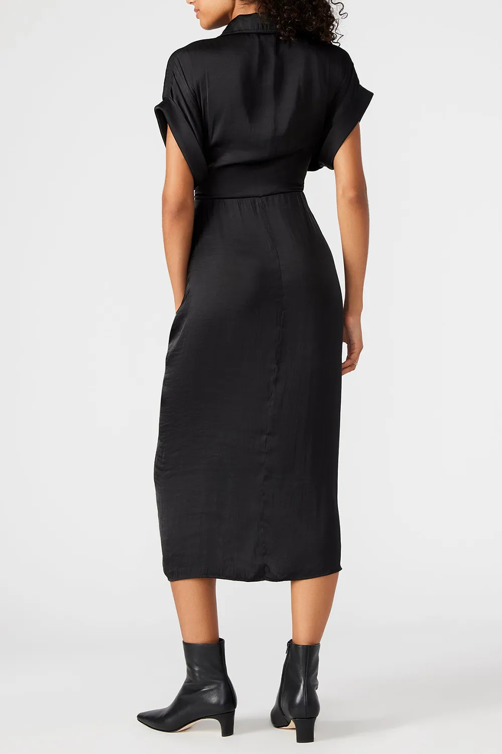 ROLLED COLLAR DRESS RED