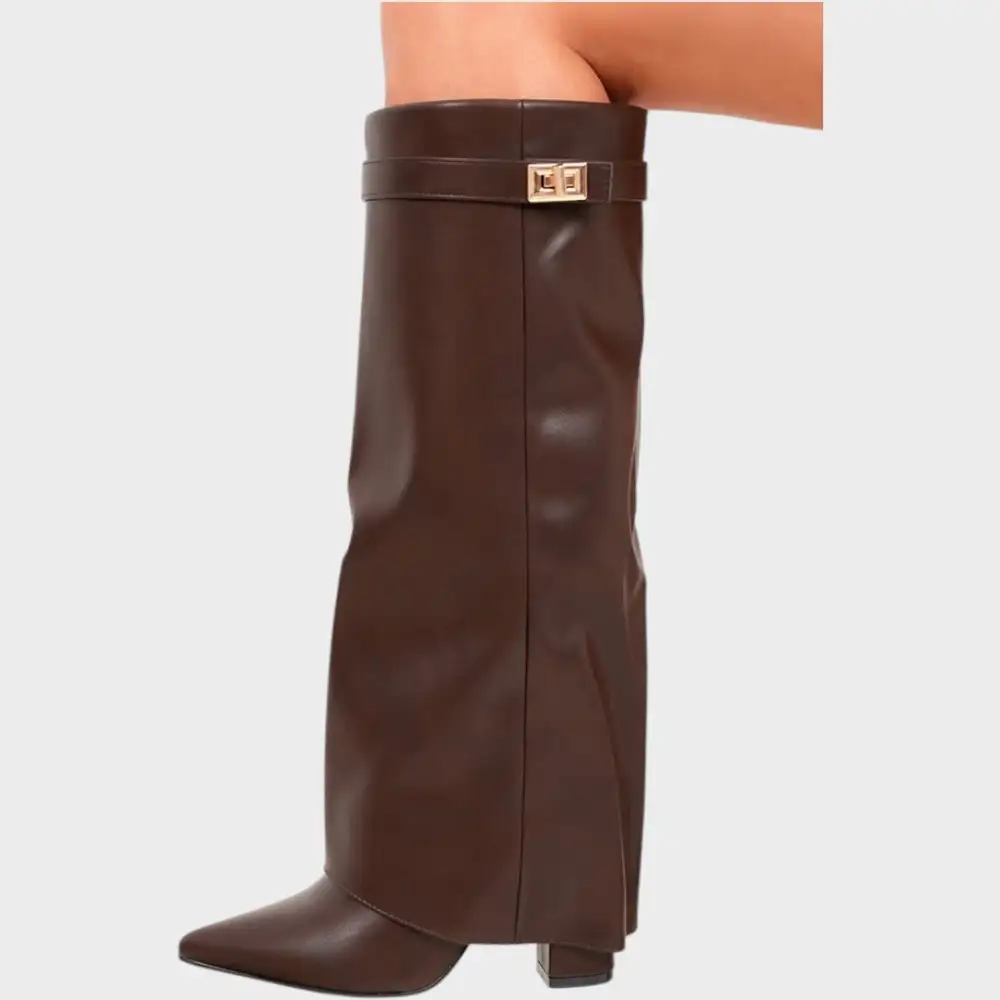 Leather Chunky Sole Tall Boots