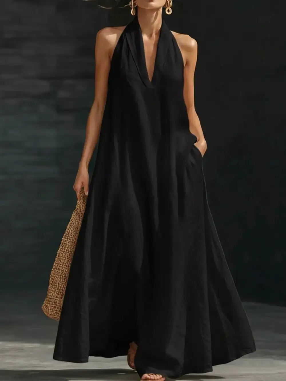Elegant Halter Sleeveless Maxi Dress