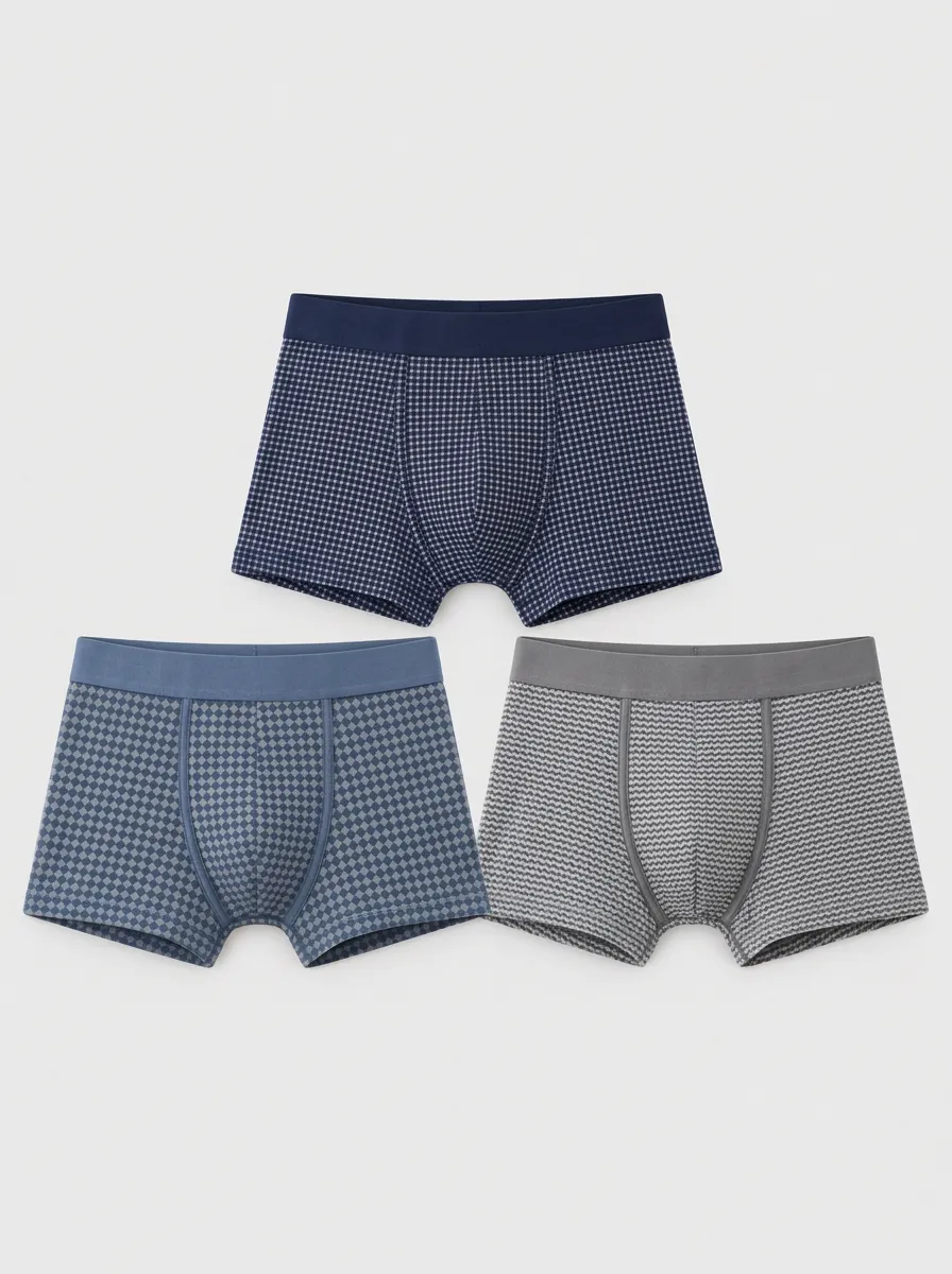 Men's Ridge Geometric Pattern Multi-Pack Printed Boxer Briefs