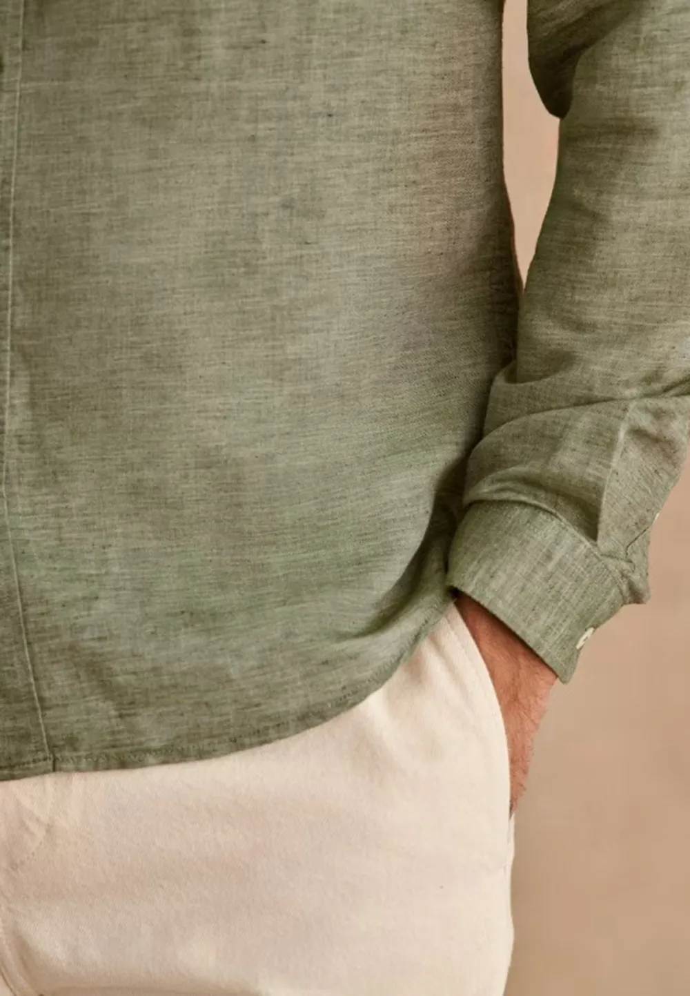 Classic White Cotton Linen Blend Button Up Shirt