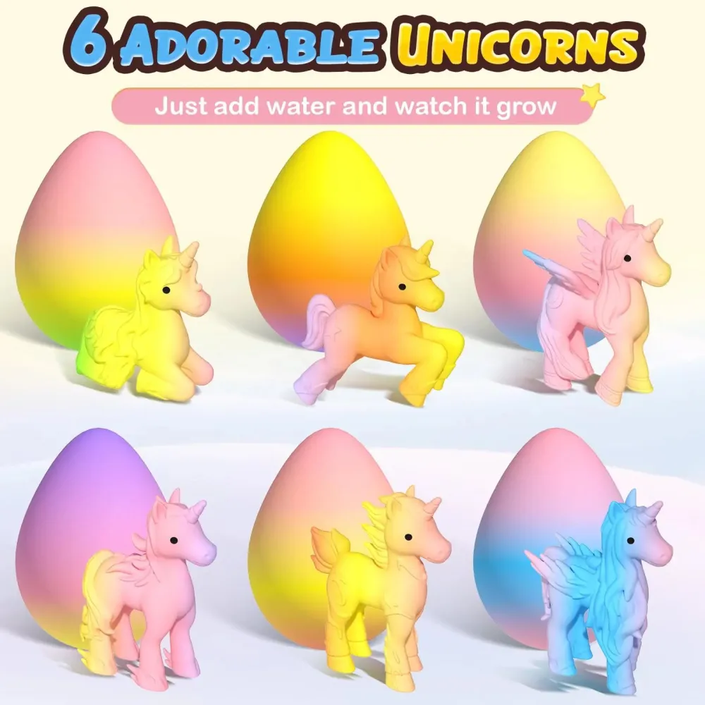 🦄Magical Hatching Unicorn Eggs✨6 Pack Enchantment & Surprise💦Water-Grow & Spark Joy — Kids’ Enchanted Surprise Toy🎁 -8RH7