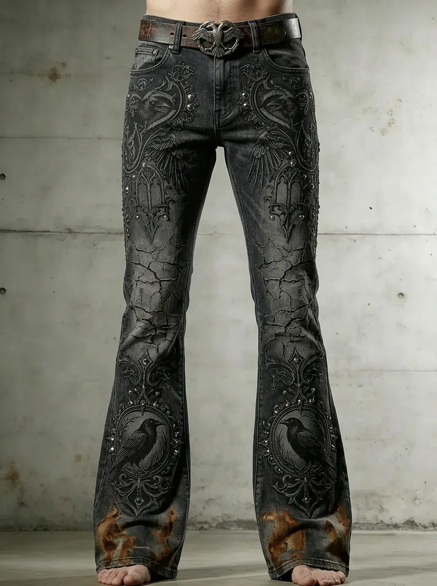 Shadow Raven Flare Statement Men's Gothic Pants