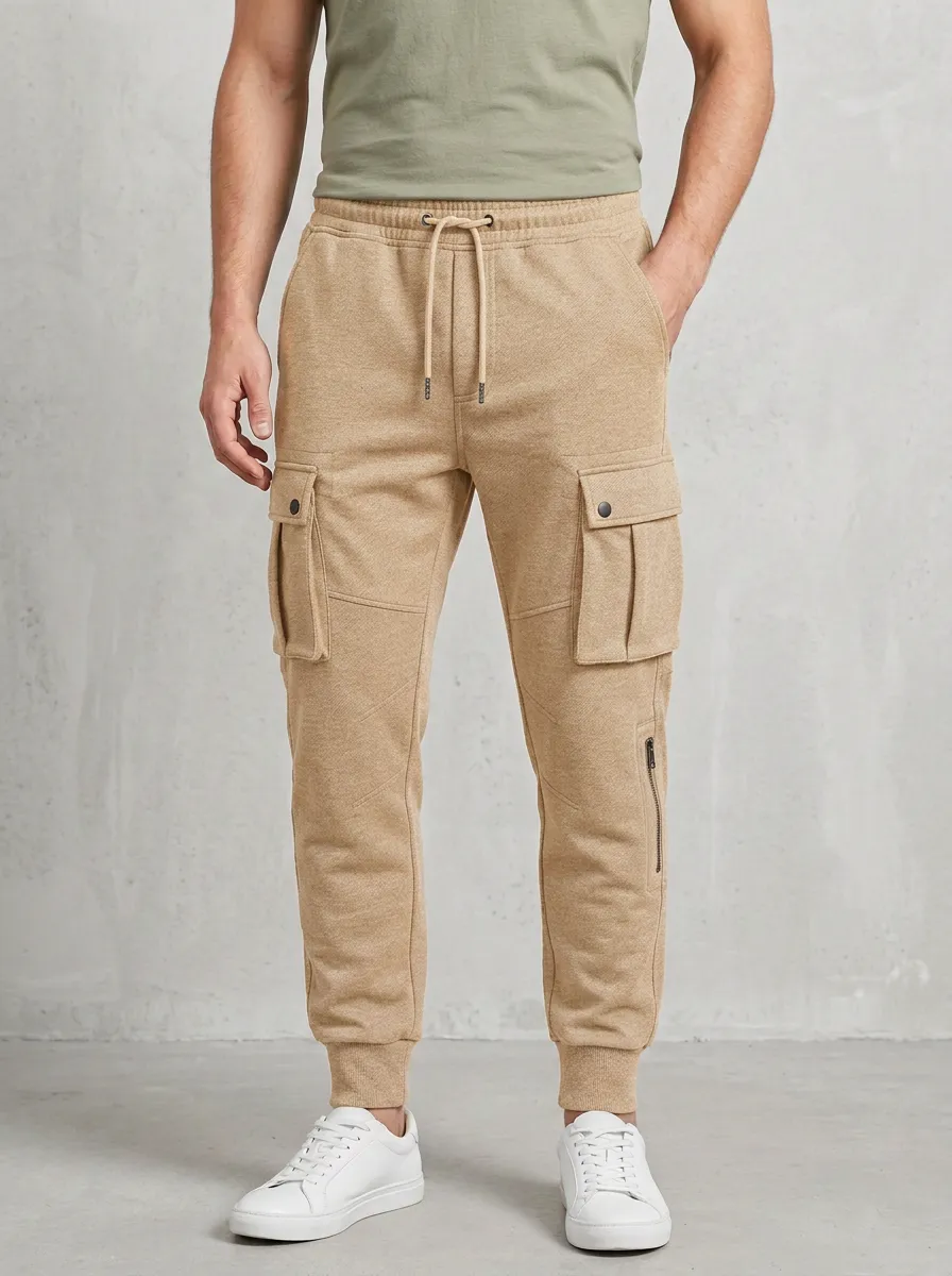 Contemporary Graphic Print Active Look Men's Cargo Jogger Pants