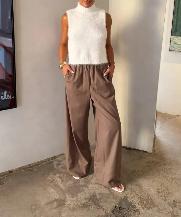 White Turtleneck Knit Vest