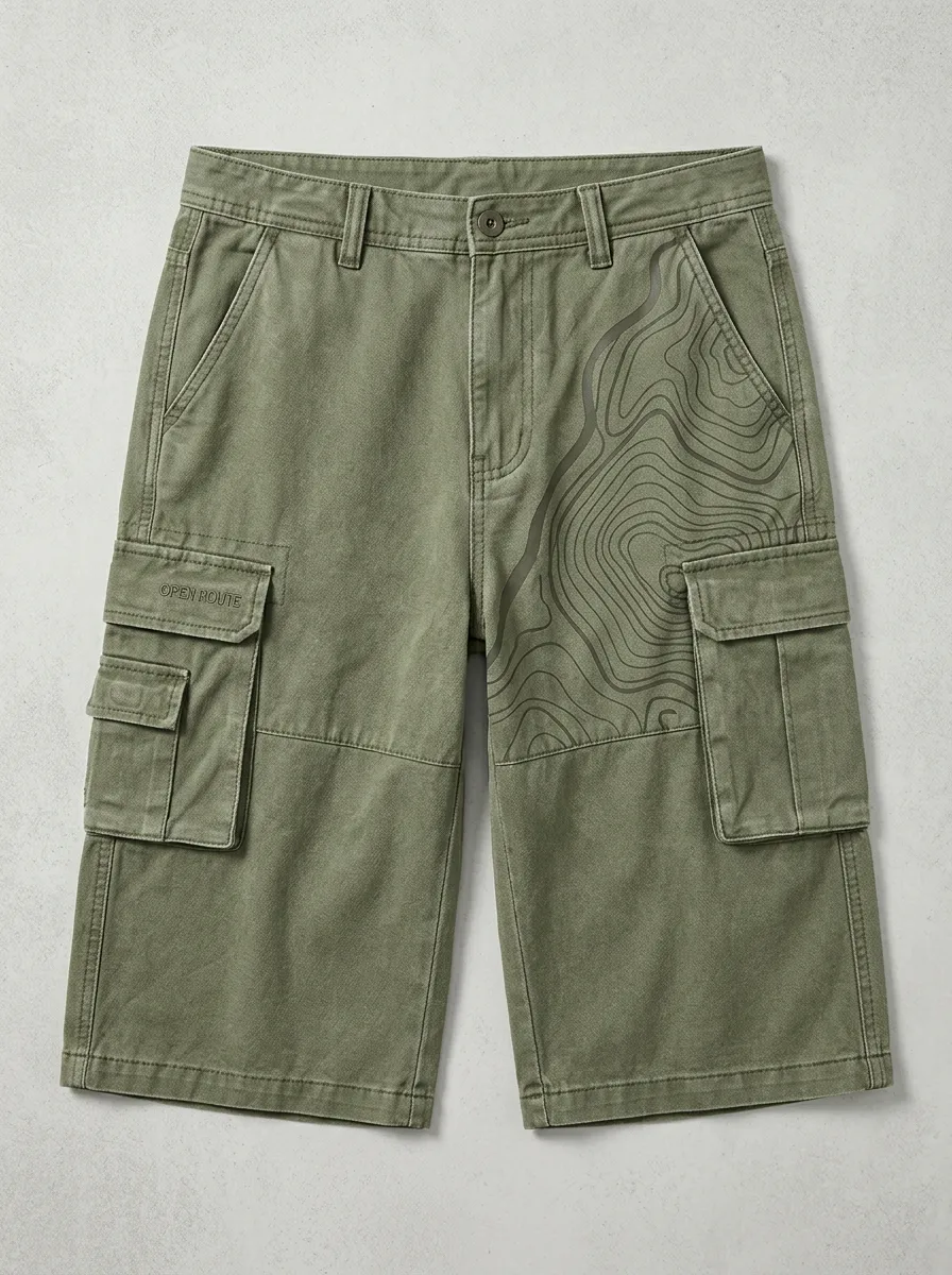 Casual Cargo Topographic Graphic Men's Cargo Shorts