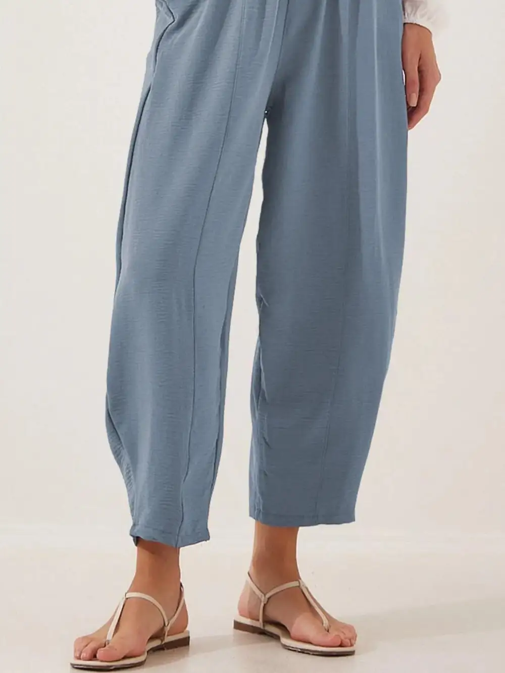 Plus Size Drawstring Wide-Leg Cropped Pants