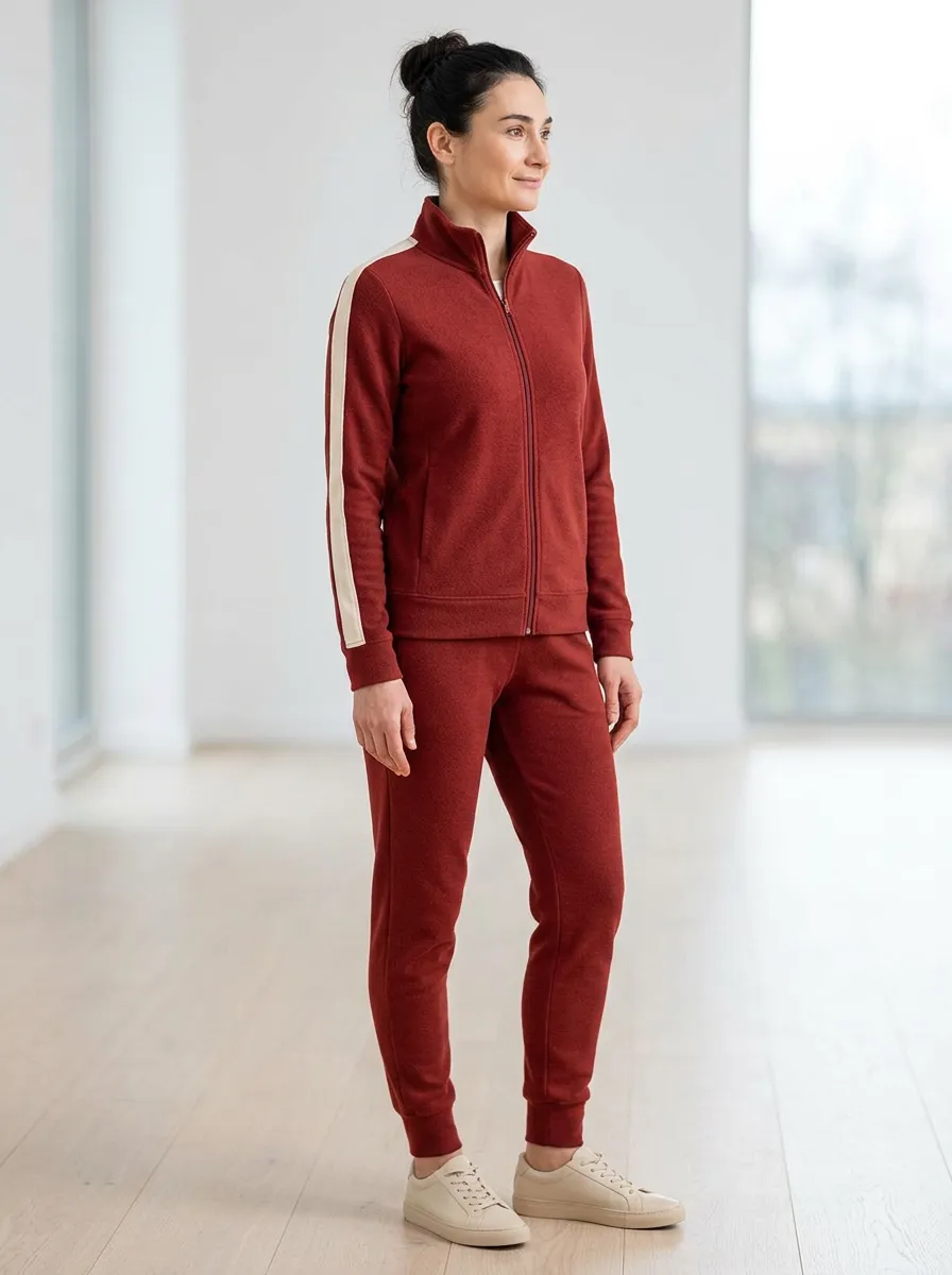 Women's Side-Stripe Zip-Up Relaxed Tracksuit Set