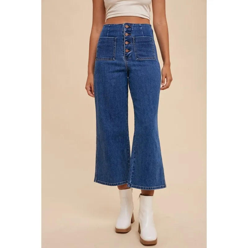 Button-Fly High-Waist Jeans