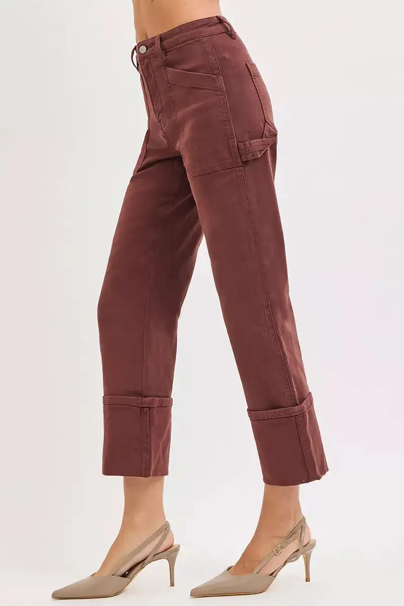 High-Rise Relaxed Cropped Washed Wide Straight Jeans