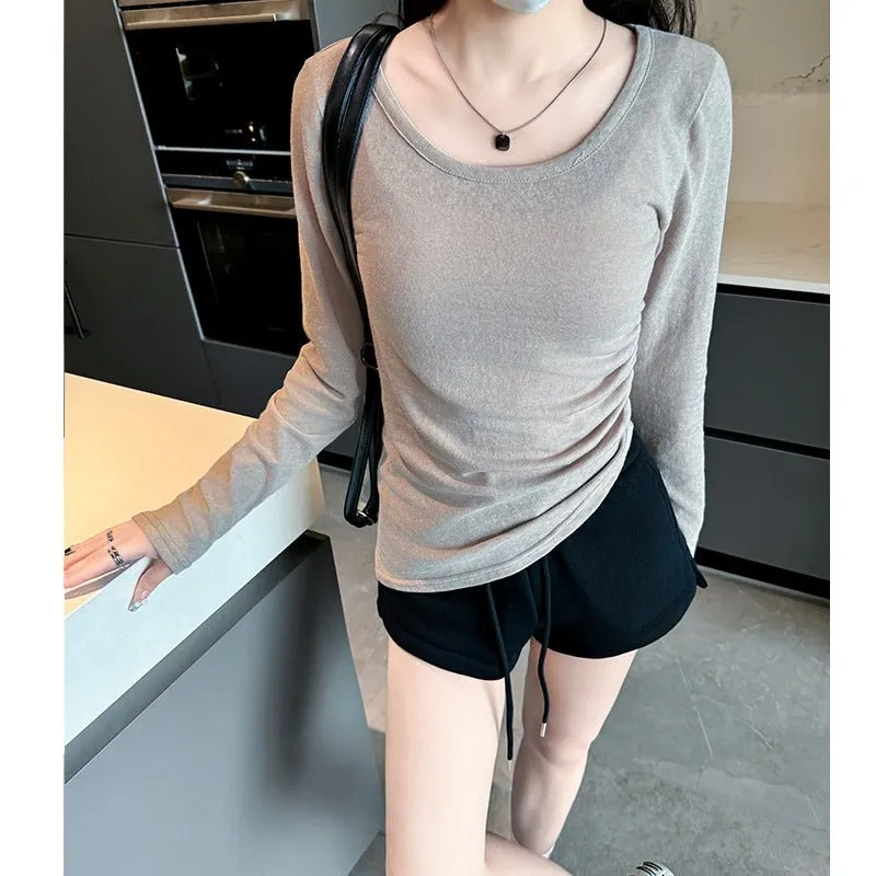 Side Drape Crew Neck Tee