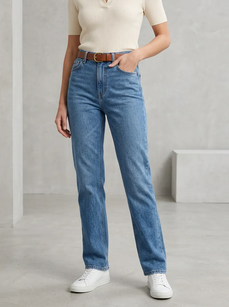 Vintage-Inspired High-Rise Classic Women's Straight-Leg Jeans