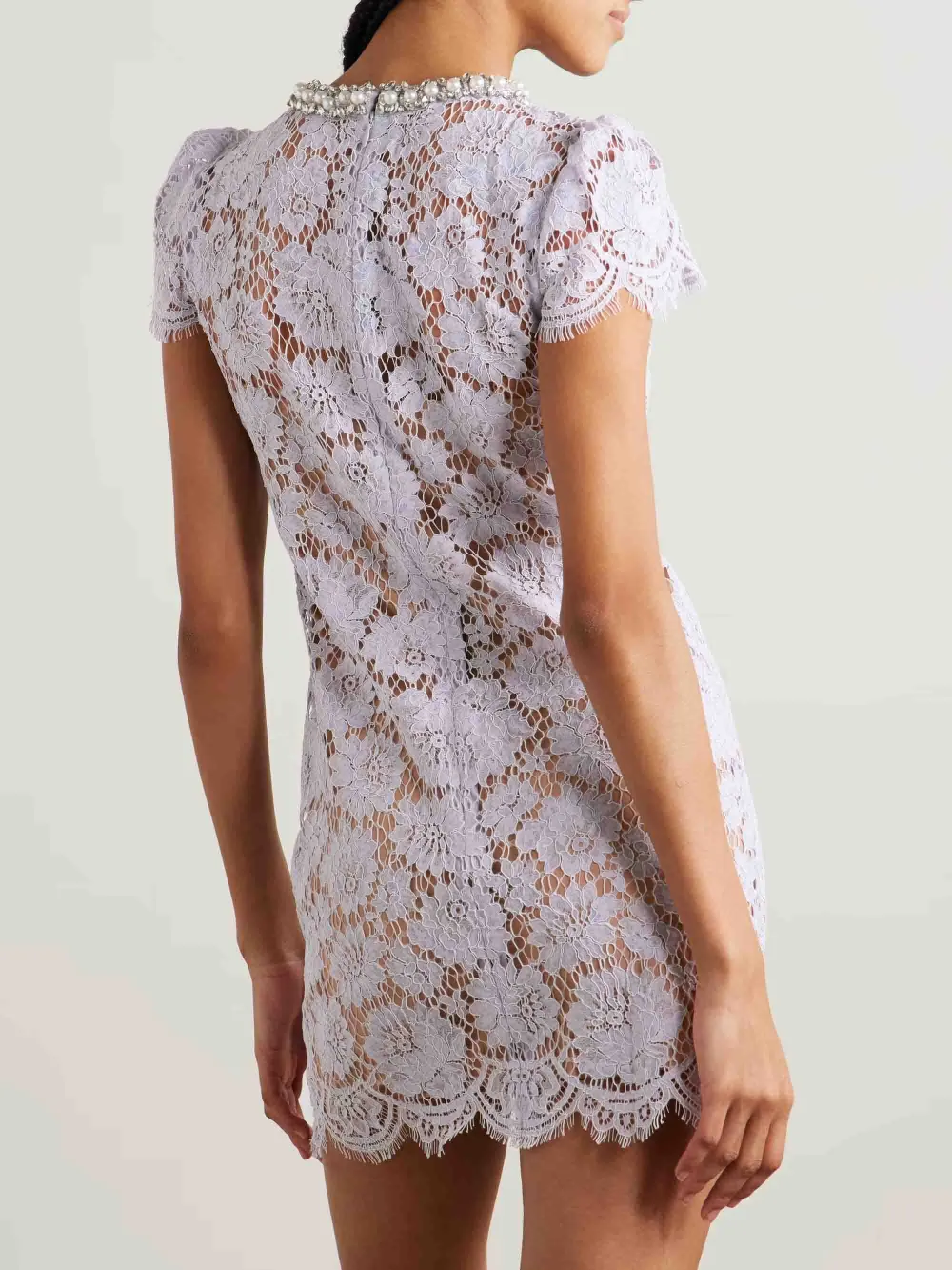 Pearl Embellished Lace Exquisite Mini Dress