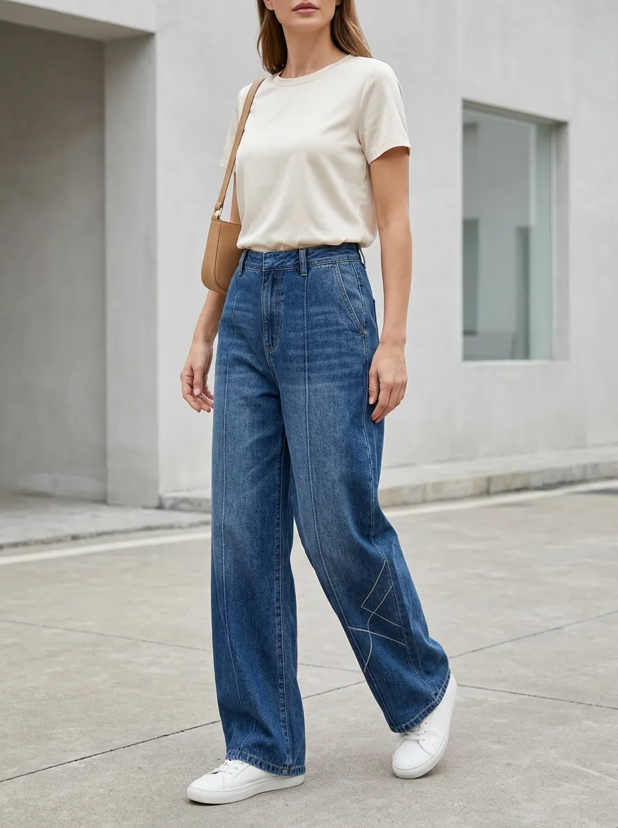 Women's Wide Leg Casual Denim Jeans