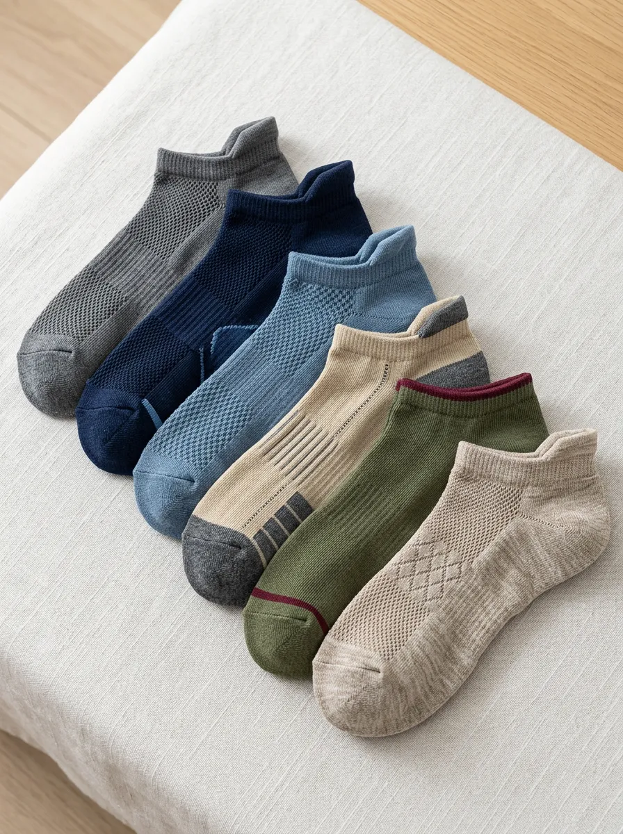 Men's Breathable Mesh Low Cut Multi-Color Athletic Socks 6-Pack