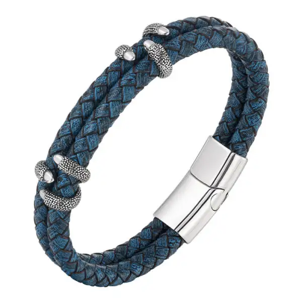Braided Leather Dragon Claw Stainless Steel Bracelet