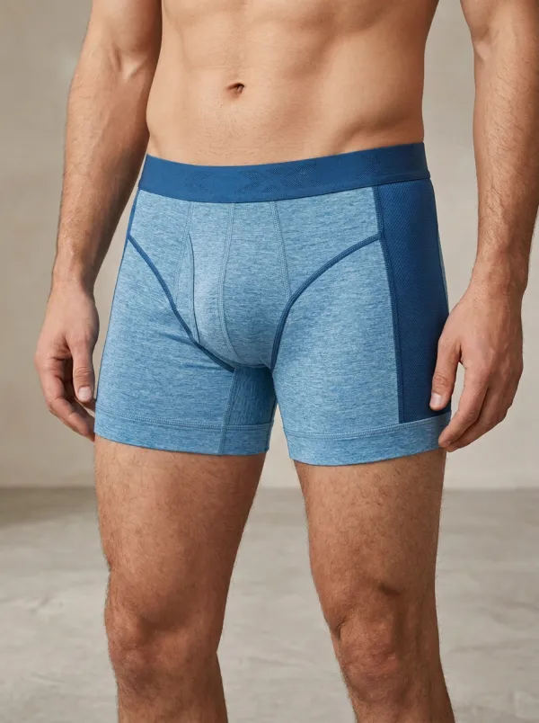 Men's Athletic Performance Grey Heather Mesh Paneled Boxer Briefs