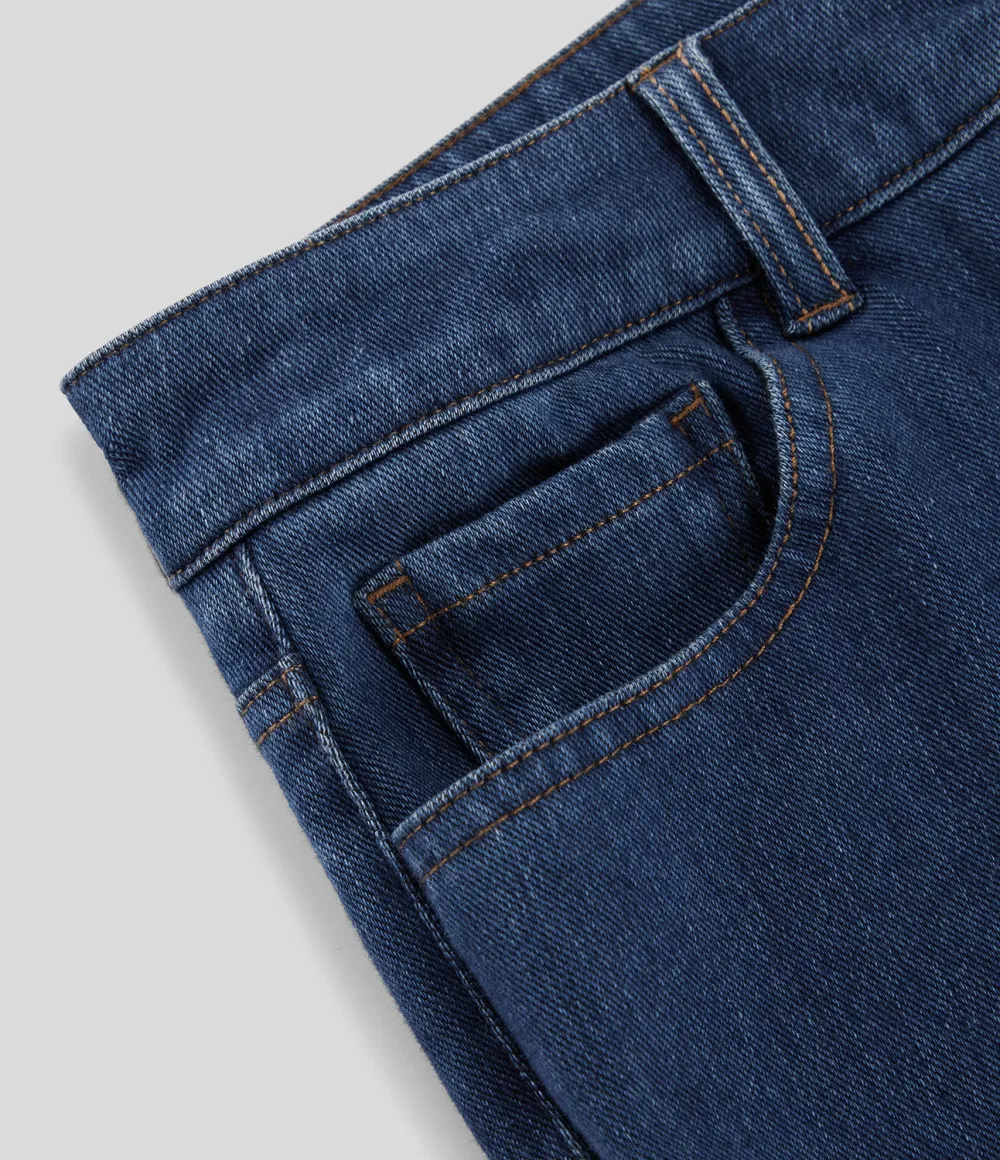 Magic Mid Rise Button Pockets Stretchy Knit Casual Bootcut Jeans