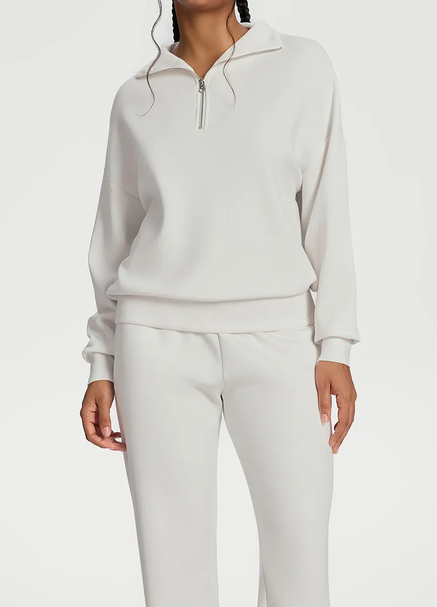 Dropped Shoulder Boxy Half-Zip Sweatshirt