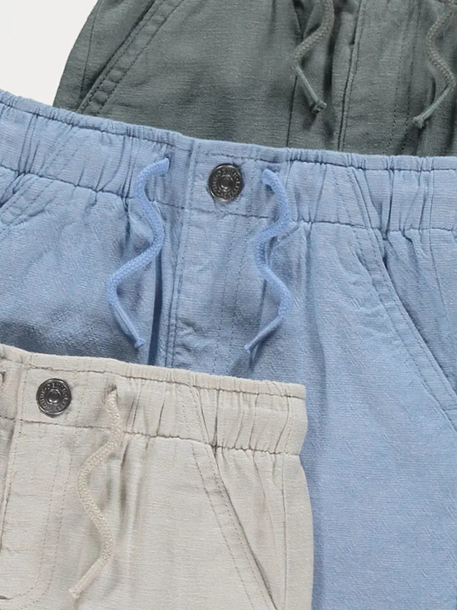 Woven Shorts with Linen 3 Pack