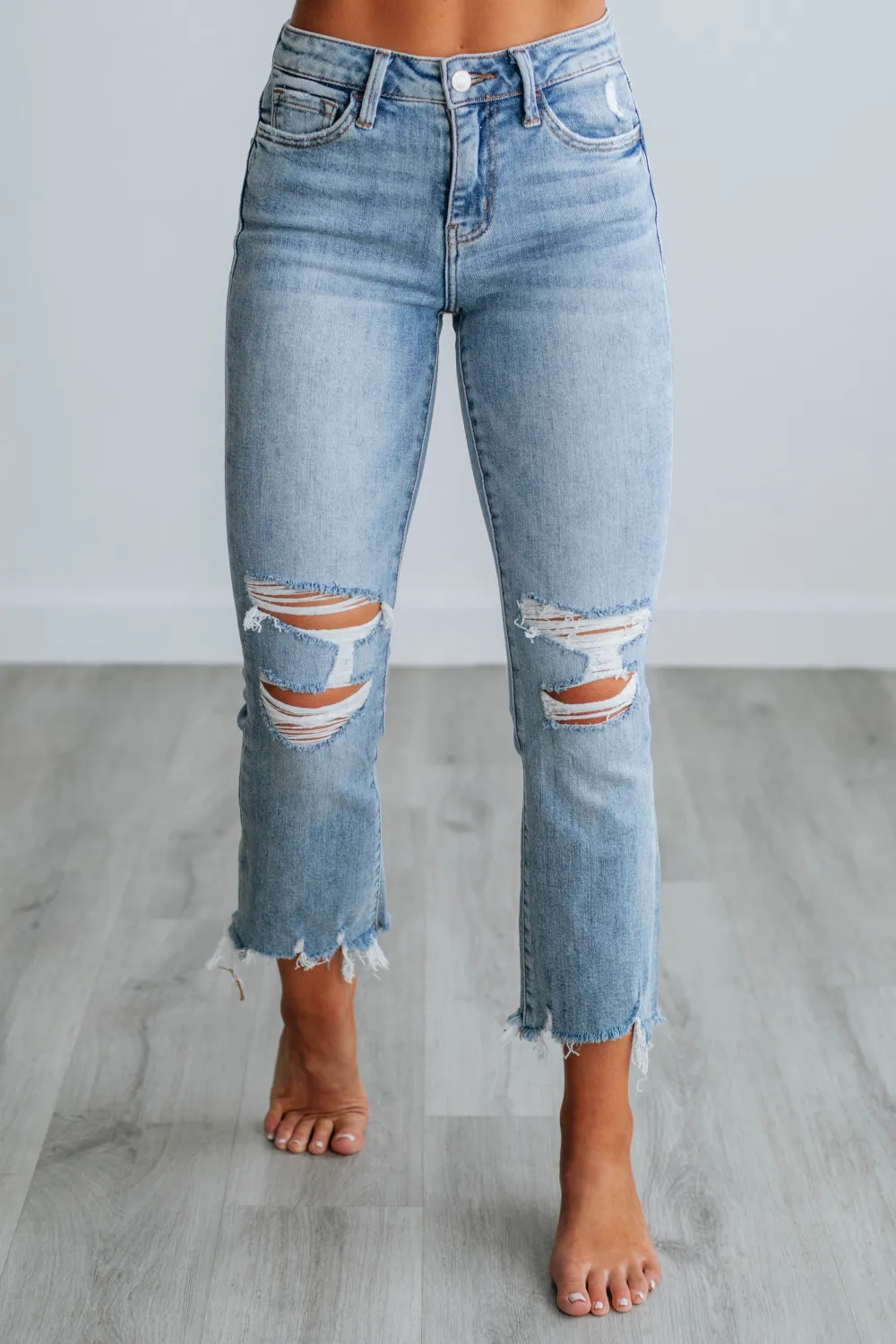 Women's High Rise Cropped Zip Fly Jeans