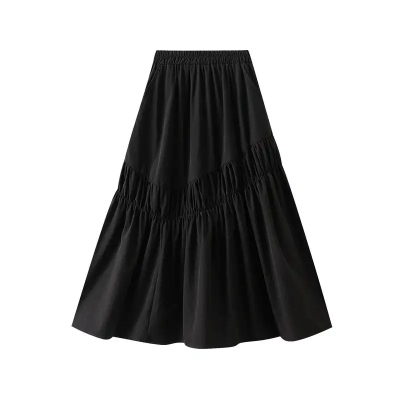 Utility Irregular Patchwork Midi Pleated Skirt