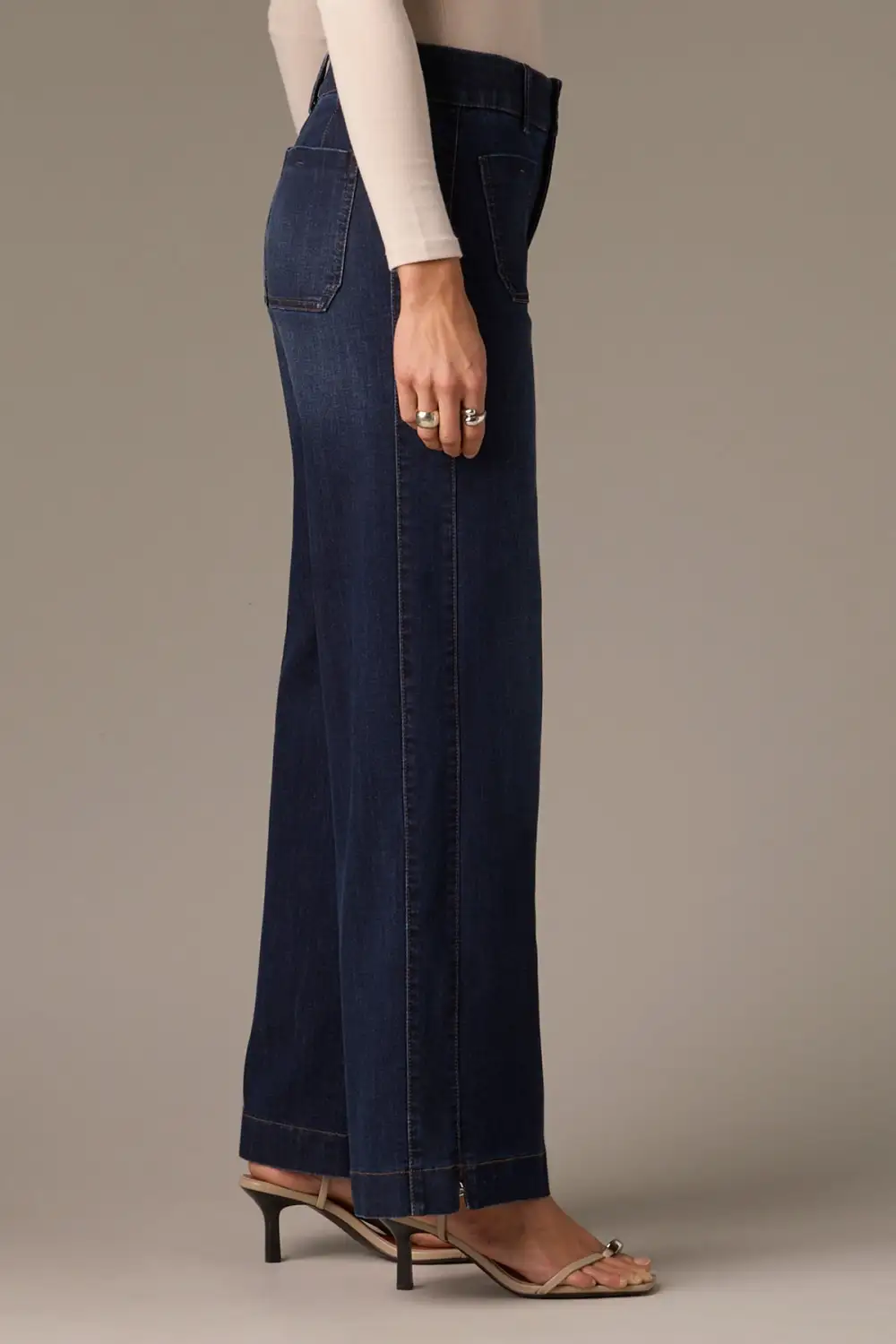 High Rise  Wide Leg Petite Jeans Side