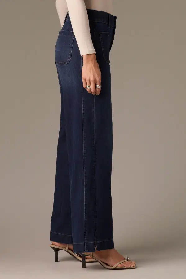 High Rise  Wide Leg Petite Jeans Side