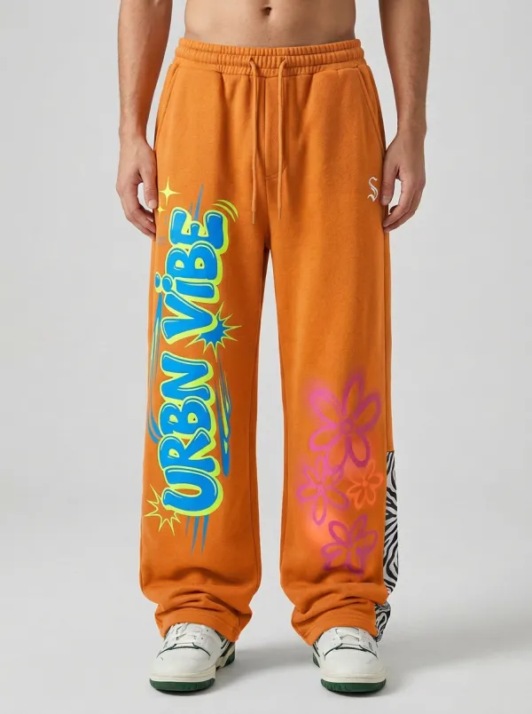 Unisex Streetwear Graffiti Floral Sweatpants
