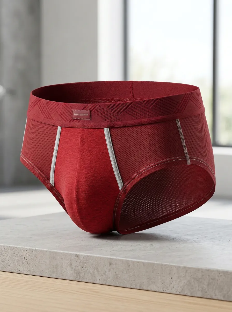 Men's Athletic Performance Mesh Colorblock Printed Briefs