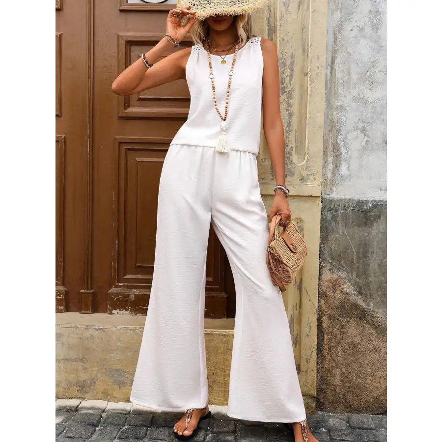 Relaxed Round Neck Tank and Wide Leg Pants Set