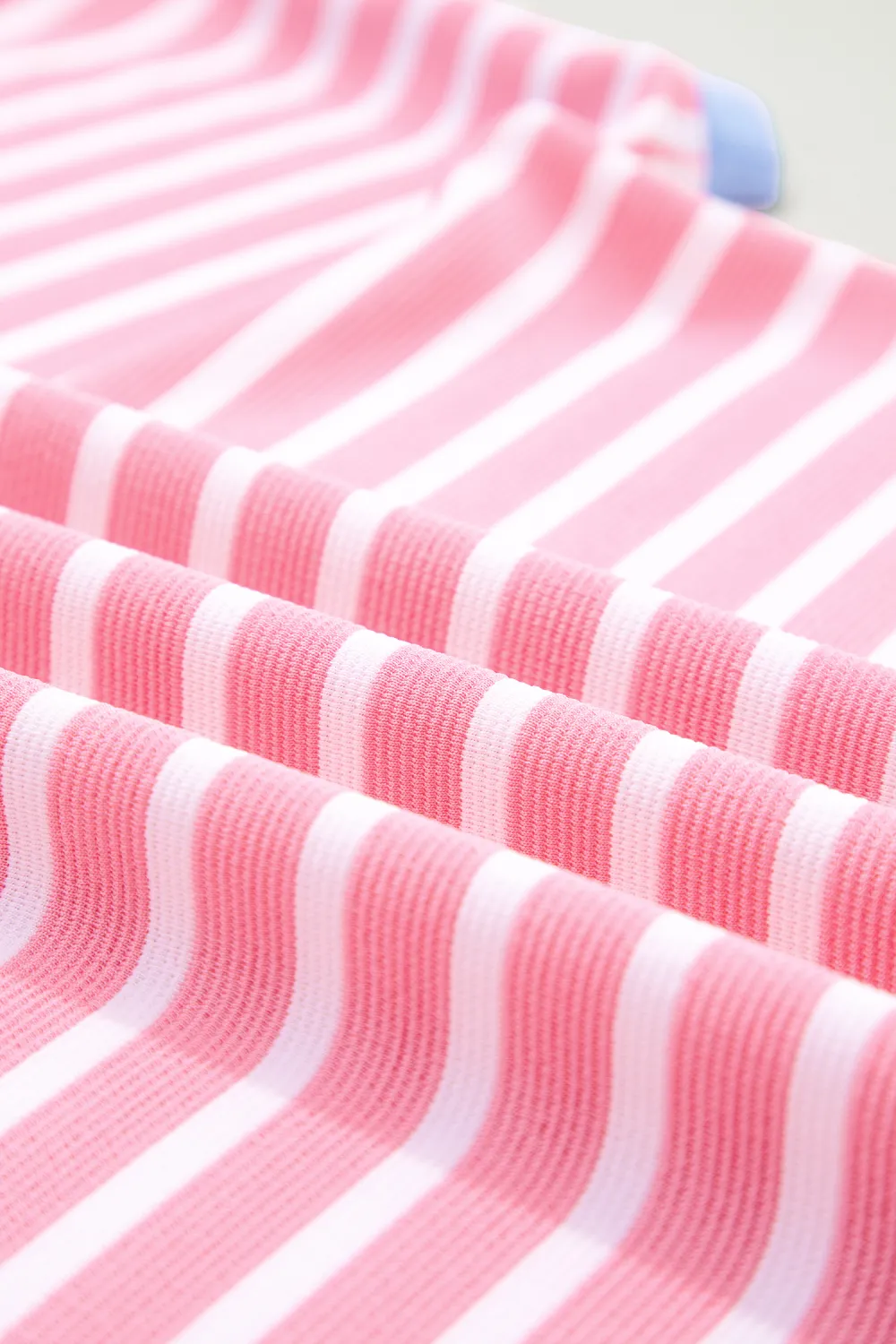 Pink Stripe Contrast Trim Loose Top
