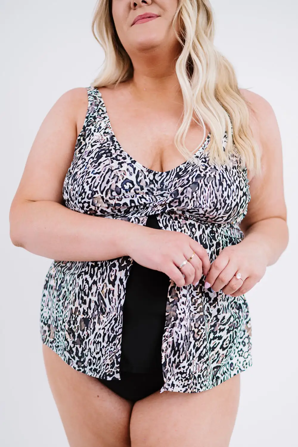 Swimwear Leopard Spaghetti Sleeveless Beach Sexy Tankini Set