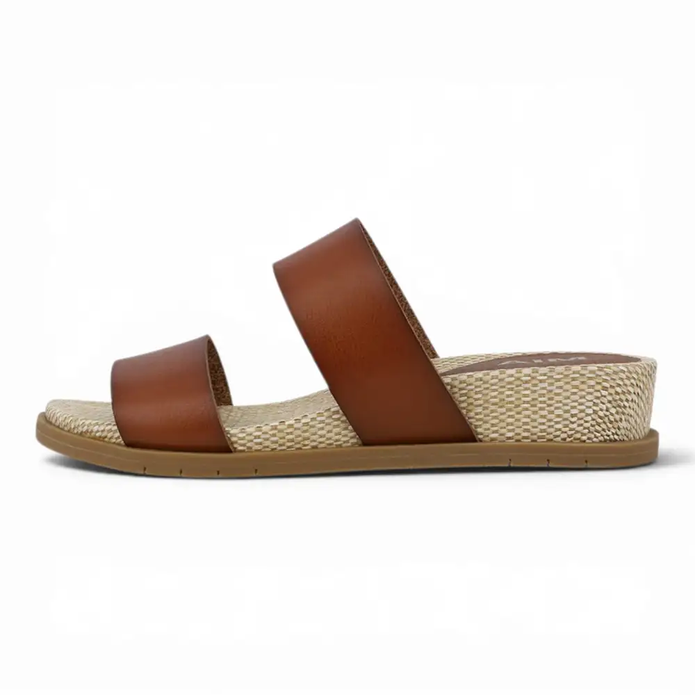 Yelena Raffia Double Strap Slide Sandal