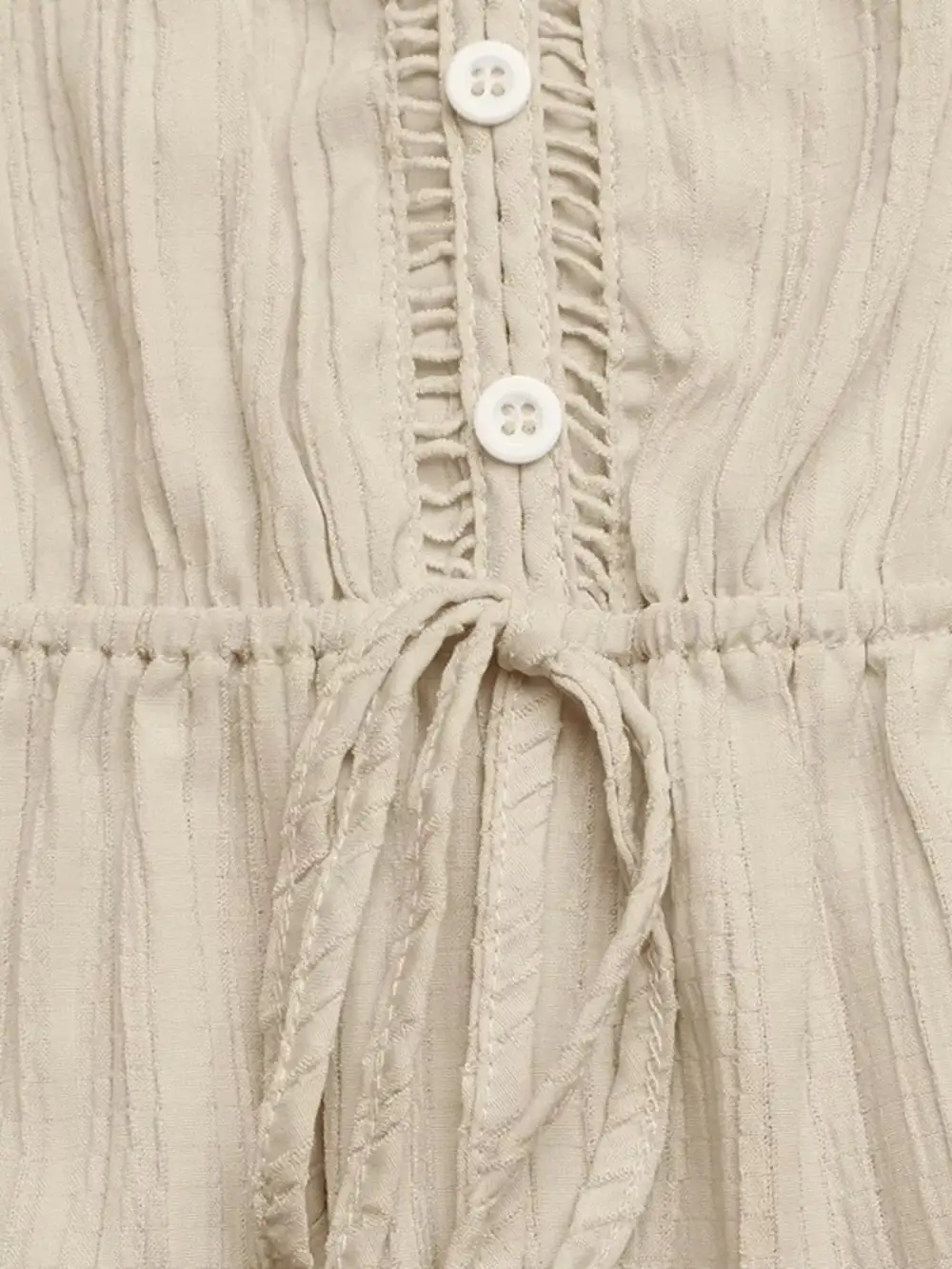 V Neck Drawstring Waist Wide Leg Jumpsuit