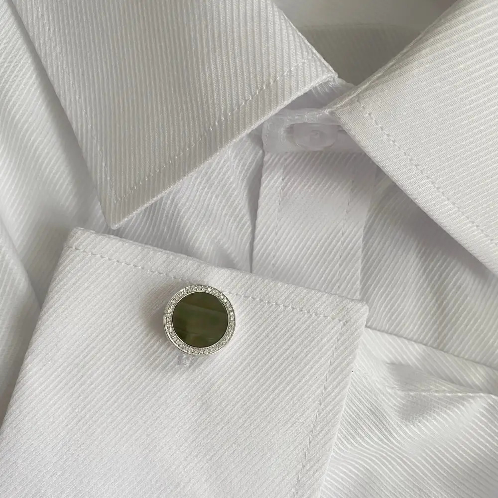 Classic Polished Diamond Mother Of Pearl Cufflinks