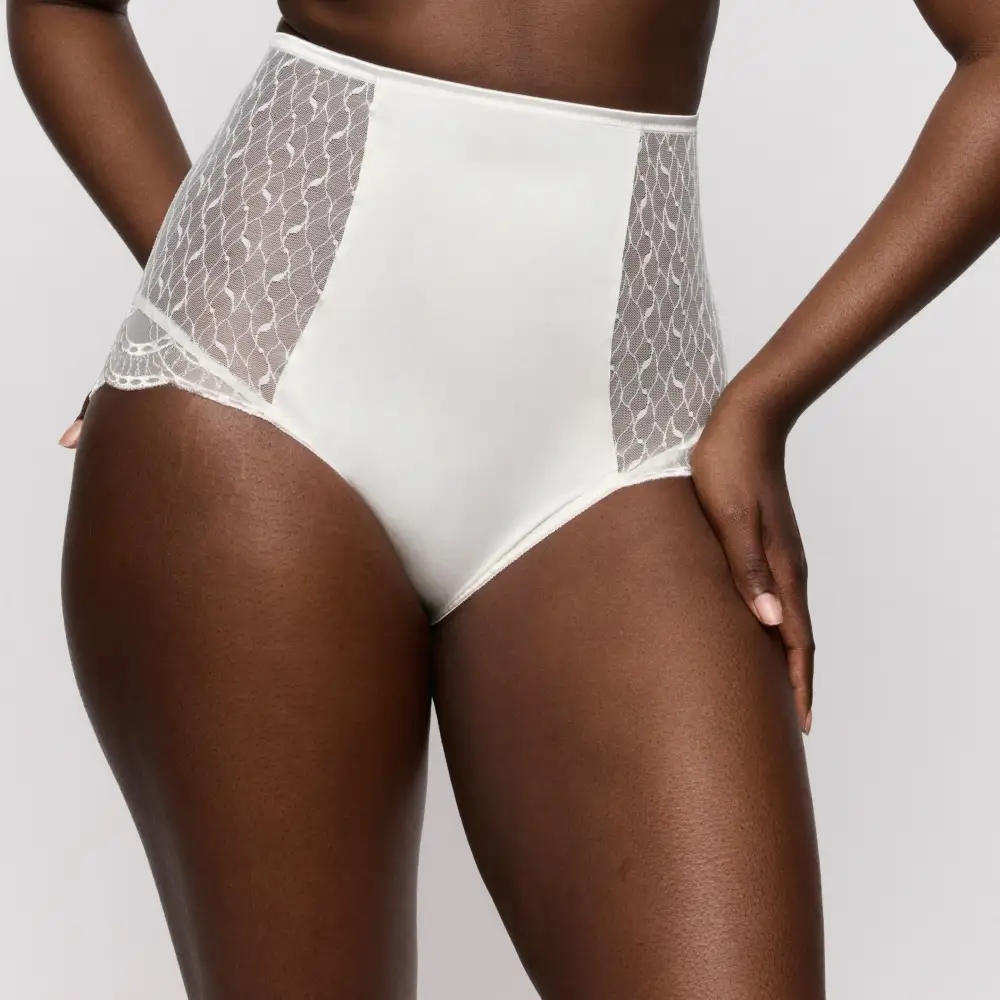 Women's Seamless Elastic Waistband Cotton Gusset Lace Embroidery Cotton High Waist Panty
