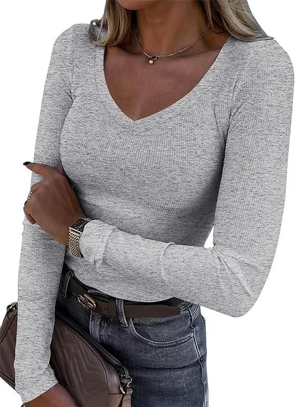 V-Neck Long Sleeve Top