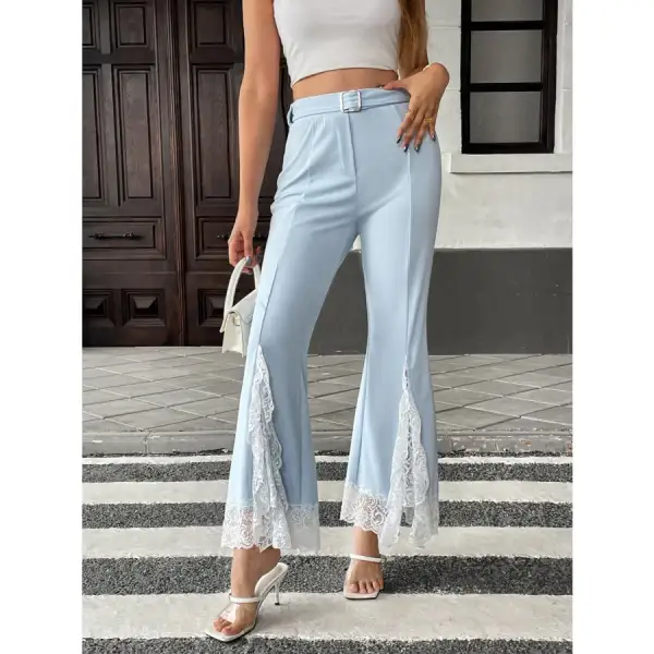 Lace Trim Flare Leg Pants