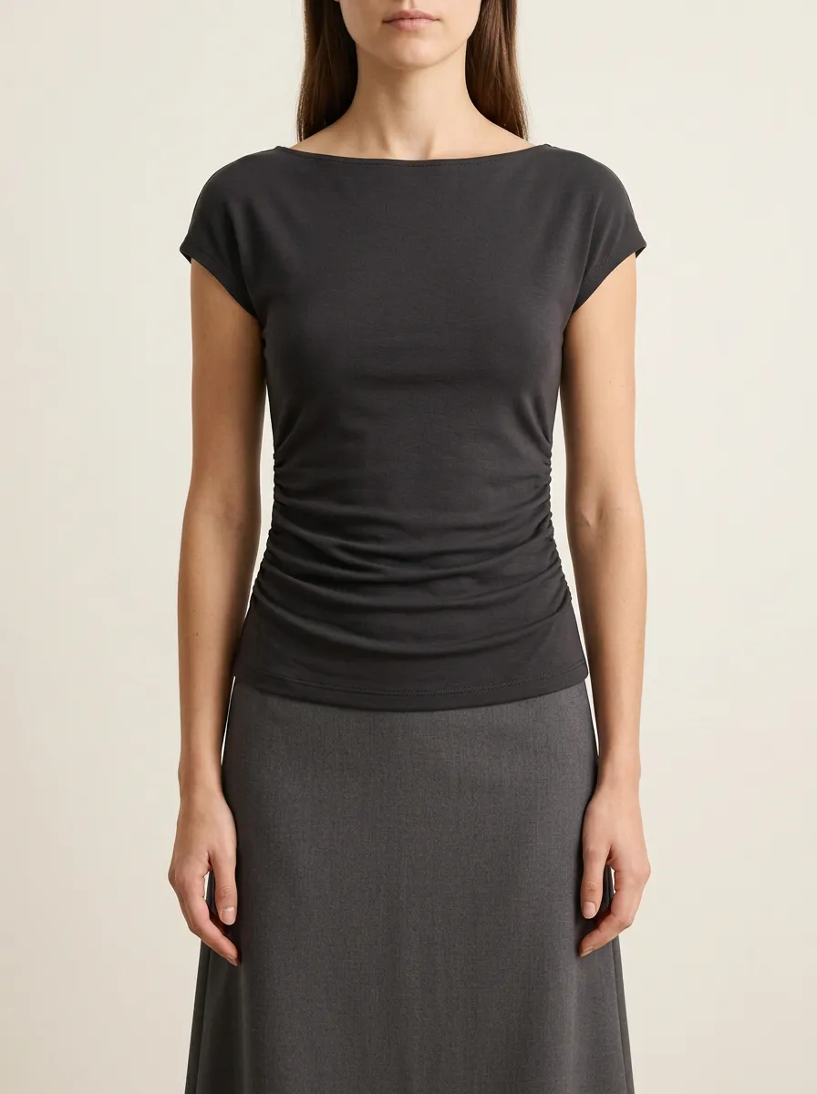 Ruched Waist-Ruched Ruched Fitted Fitted Top