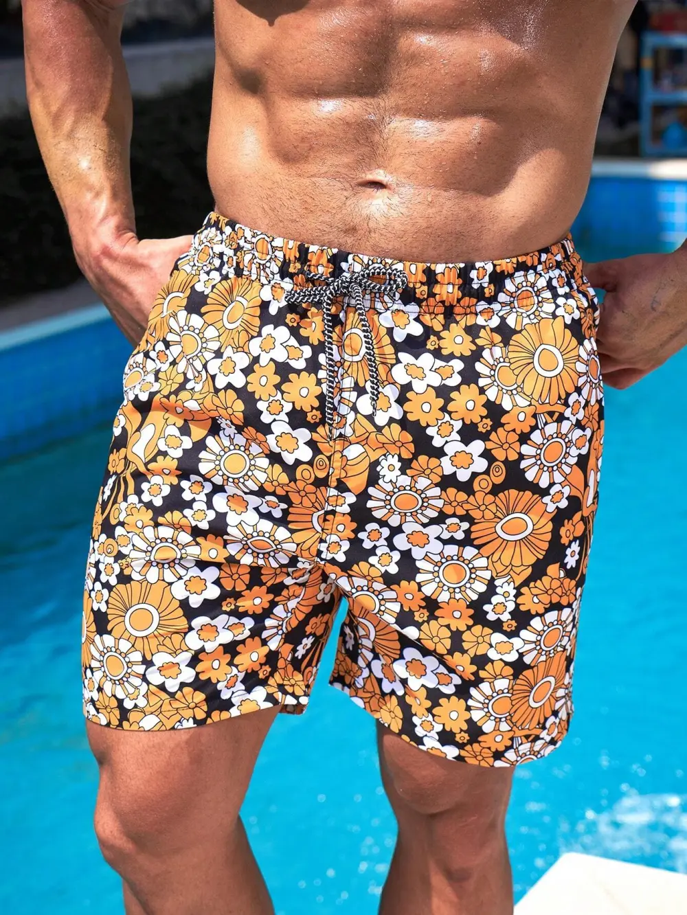 Men's Floral Wave Pool Beach Shorts