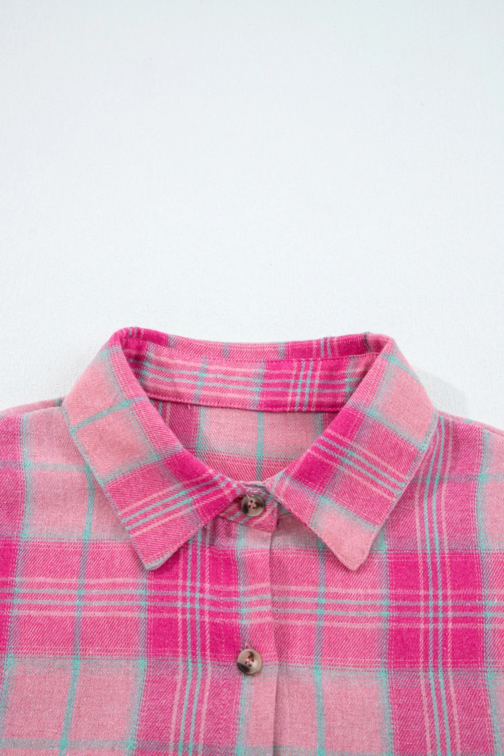 Sachet Pink Plaid Print Rounded Shirt
