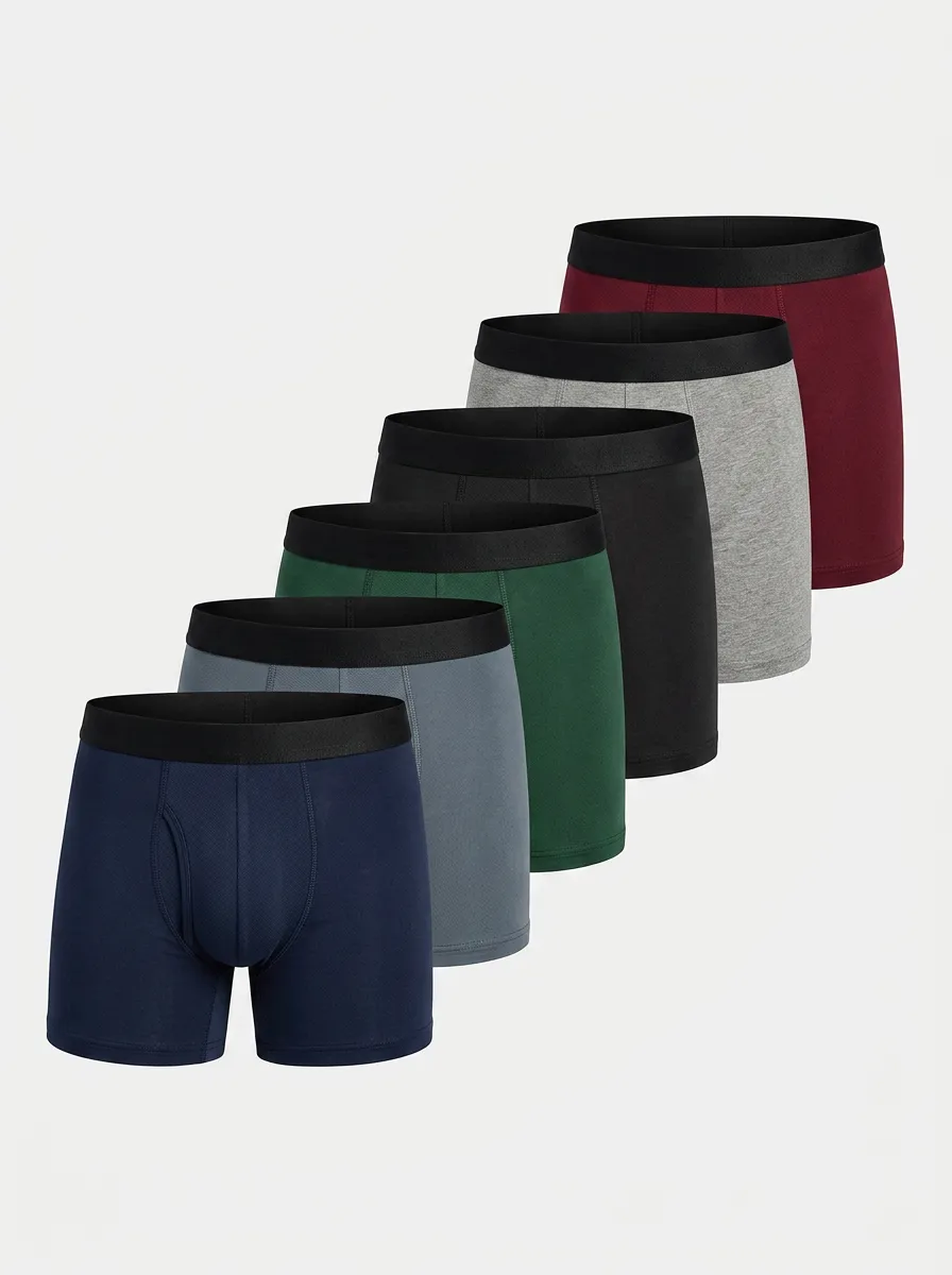 Men's Wide Waistband Contoured Pouch 6-Pack Boxer Briefs