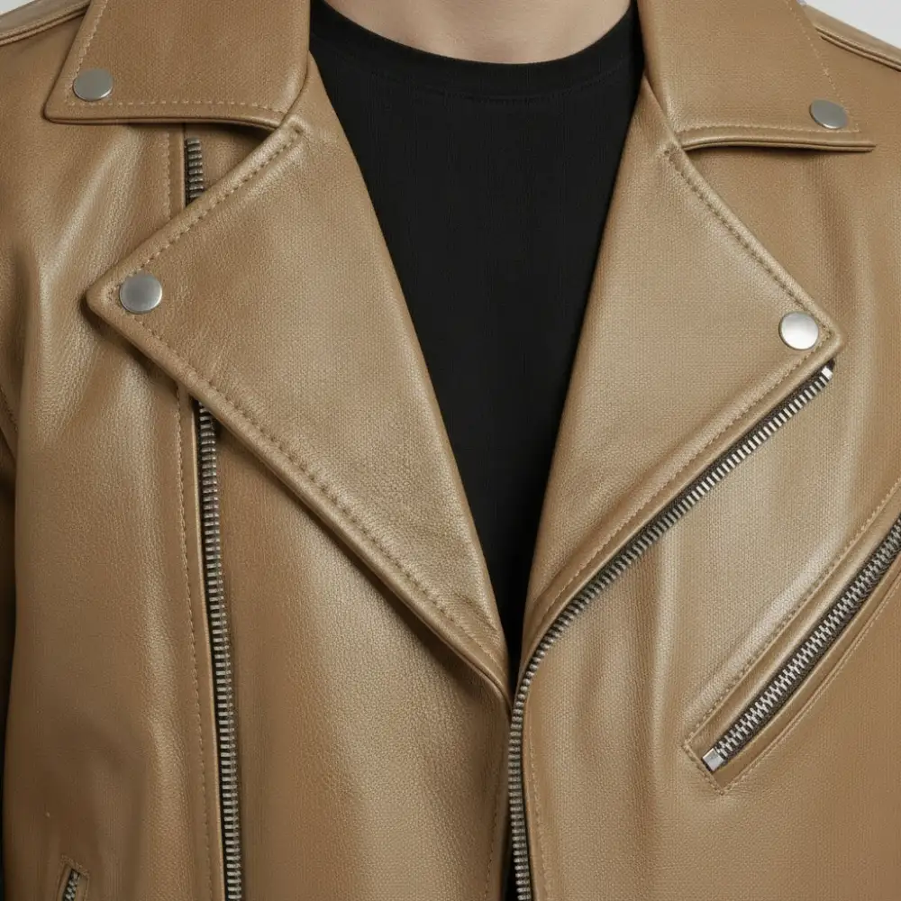Leather Biker Motorcycle Belted Jacket